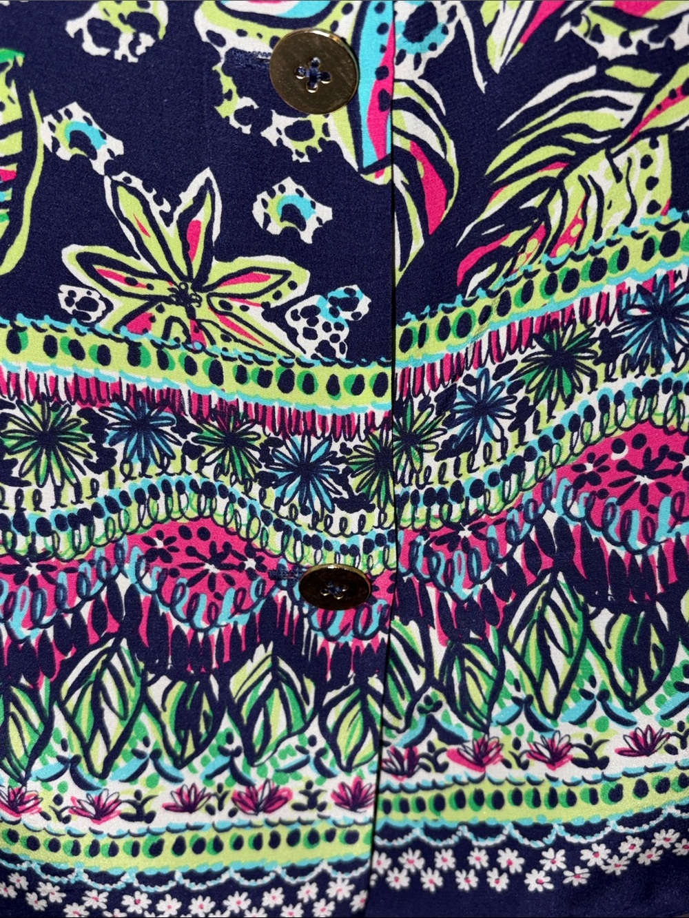Lilly Pulitzer Navy Tank with Pink, Blue, Green and White Pattern, sz L - Picture 7 of 7